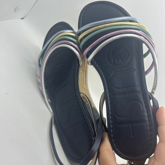 Louise Et Cie Colorful Strappy Clear Wedge Sandals With Ankle Strap 8.5 - Picture 9 of 10